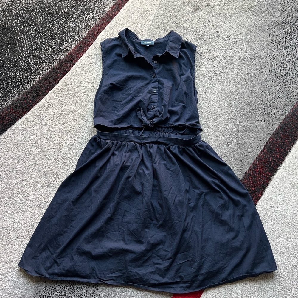 ModCloth Navy Tie Front A Line Mini Dress